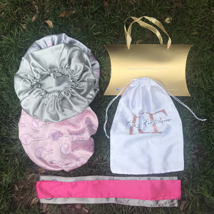 Bonnet de nuit en satin rayé personnalisé <span class=keywords><strong>professionnel</strong></span> pour perruques et extensions Utilisation quatre saisons Cheveux naturels et bouclés - Product Image 5