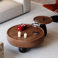 Table basse ronde en bois de noyer, design moderne, durable et écologique, meubles de salon