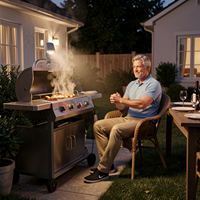 Lampe de barbecue rechargeable, étanche IP65, 300LM COB LED 4000K, 3 modes de gradation, rotation à 360 degrés, lampe portable pour l'extérieur