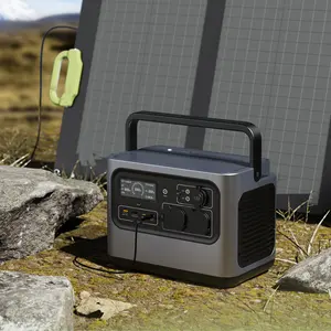Travel Lithium Battery Outdoor Camping Emergency Storage AC 110V/230V Solar Generator 600W Portable Rechargeable Power Station