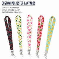 Lanière personnalisée à impression par sublimation, motif fruits, couleur intégrale, porte-clés, fabrication en gros par usine OEM