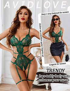 A Womens Teddy Lingerie Sexy Lace Bodysuit Cut Out Garter Lingerie Sets - Product Image 2
