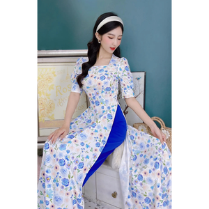 ชุดเดรสโอไดเวียดนามแบบดั้งเดิมสีแดงแบบเวียดนาม - Product Image 5