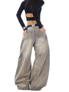 Jeans Americanos Retro con Efecto Salpicado y Teñido, con Agujeros, de Corte Holgado, Lavables, para Fiestas, Diseño Machete, Talla Pequeña, para Hombre y <span class=keywords><strong>Mujer</strong></span>, para Parejas - Product Image 3