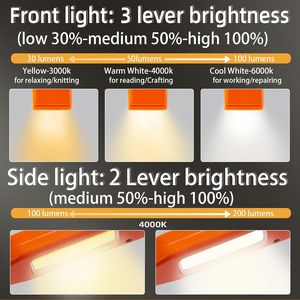 Lampe de lecture LED rechargeable à bras flexible longue durée, mains libres, luminosité réglable, lampe de livre sans fil, lampe de cou - Product Image 3