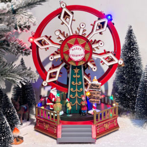 Venta al por mayor de fábrica, Noria redonda de resina, luces LED, figurita móvil, juguete para niñas y niños, decoraciones de cumpleaños y Navidad - Product Image 1