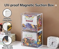 Boîte de présentation et de rangement en acrylique transparent magnétique résistante aux UV, pré-assemblée, pour collection de cartes, utilisation en salle