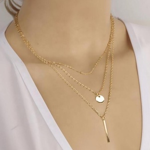 Collar de cadena con capas de oro Artificial para mujer, accesorios, venta al por mayor - Product Image 3