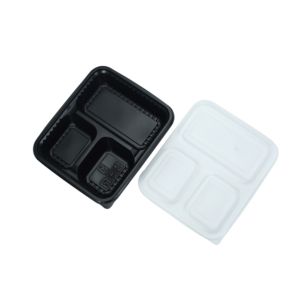 plastic 3 compartment food warmer containers box with lids take out container