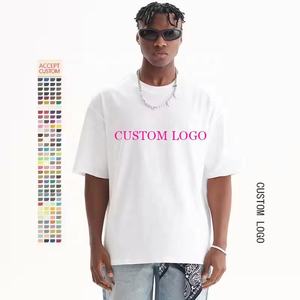 T-shirt 100% coton de haute qualité à épaules tombantes T-shirt Streetwear unisexe avec logo vierge personnalisé et surdimensionné pour hommes - Product Image 1