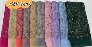 Lujo colorido Rhinestone bordado encaje de gama alta vestido personalizado tela Stock limitado - Product Image 4