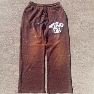 <span class=keywords><strong>Pantaloni</strong></span> sportivi Vintage <span class=keywords><strong>oversize</strong></span> Casual con stampa con Logo personalizzato <span class=keywords><strong>pantaloni</strong></span> larghi con strass lavati con acido sbiadito dal sole - Product Image 3
