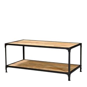 Table basse carrée en bois avec pieds en métal, design rustique moderne, durable et facile à nettoyer, meubles de salon - Product Image 4