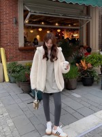 Manteau tendance oversize en fausse fourrure de lapin pour femme, chaud et épais, avec capuche, style décontracté et élégant, streetwear de luxe pour l'hiver