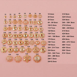 51 styles de perles d'espacement florales en <span class=keywords><strong>laiton</strong></span> plaqué or 18 carats, perles creuses en forme de pétale, capuchons pour la fabrication de bracelets, colliers, accessoires de bijouterie - Product Image 2