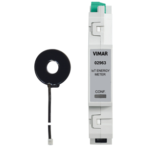 มิเตอร์วัดพลังงาน Vimar IoT รุ่น 02963 แบบเฟสเดียว พร้อมหม้อแปลงกระแสไฟฟ้า สำหรับการตรวจสอบบ้านอัจฉริยะ - Product Image 1
