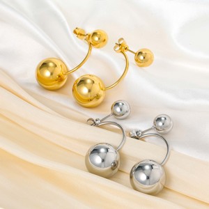 ต่างหูแบบห้อยชุบทองสแตนเลสสตีลแบบไม่ก่อให้เกิดอาการแพ้ 1 คู่ - ดีไซน์โค้งมนทันสมัยสำหรับงานแต่งงานและสวมใส่ลำลอง - Product Image 1