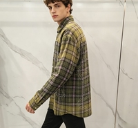 Kemeja Pria Lengan Panjang Kancing Depan Motif Kotak-kotak Berhias Berlian Imitasi Bahan Katun Flanel 100% Custom, Cetak Digital, Gaya Vintage Streetwear