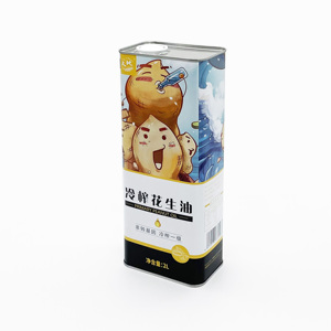 Boîtes rectangulaires en fer blanc de 2 litres pour huile d'arachide et d'olive, emballage métallique vide avec couvercle en plastique pour aliments, en fer blanc - Product Image 1
