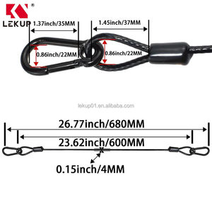 Câbles en acier tressé à extrémité bouclée, câbles en acier recouverts de PVC, cordes de sécurité robustes avec mousquetons - Product Image 2