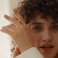 Bague en acier inoxydable avec pierre turquoise naturelle JINYOU 359, style bohème estival, bijoux pour femme, tendance 2025, bagues ouvertes pas chères