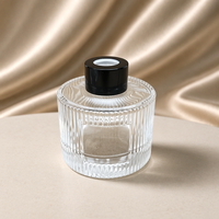 Bouteille en verre vide à nervures verticales pour diffuseur de parfum à bâtonnets, avec bouchon doré, 50 ml, 100 ml, pour huiles parfumées d'ambiance
