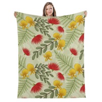 Vente en gros d'usine, couverture en velours minky Puakenikeni Hawaii de haute qualité, couverture en flanelle personnalisée imprimée