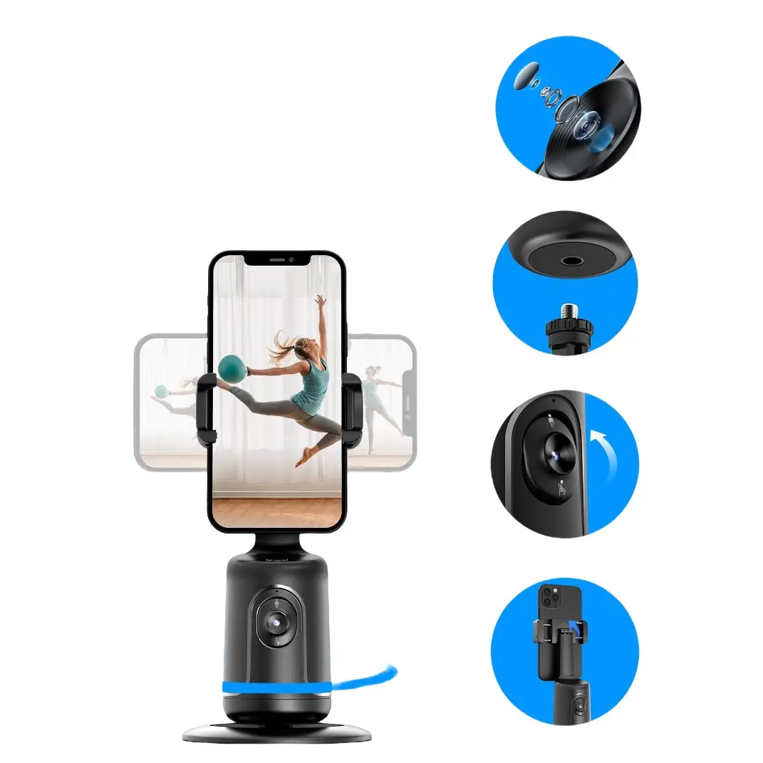 Mini cámara de seguimiento automático, dispositivo robótico inteligente, con seguimiento facial, palo selfi, soporte para teléfono móvil 360, detección de movimiento