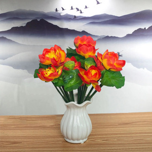 Fleurs de lotus artificielles, 7 têtes, fleurs artificielles en soie pour la décoration de la maison et des mariages, 30 cm, rouge coucher de soleil, rose, blanc, violet, rose vif - Product Image 1
