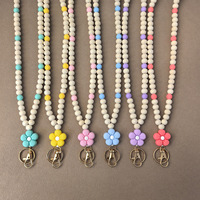CHINFAI Nouveaux porte-clés en silicone couleur macaron avec perles, fermoirs à pression, cordons pour badges professionnels, colliers et chaînes pour lunettes