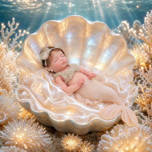 Muñeca Bebé <span class=keywords><strong>Sirena</strong></span> Reborn de Silicona de 12 Pulgadas, Muñeca Realista Dormida con Cola de Pescado Tejida y Cama de Concha, Regalo para Niños - Product Image 1