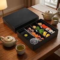 Boîtes à repas à emporter, boîtes à sushi, contenants jetables en kraft, boîtes bento multi-compartiments avec coupelles à sauce