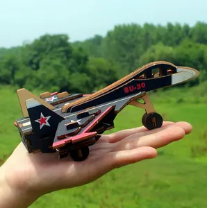 Laser geschnittene 3D-Holz-Puzzles weitere Montessori-Lernzeugspielzeuge 3D-Mini-Helikopter-Flugzeug Lernspielzeug für Kinder