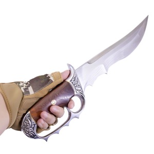 Özel el yapımı tam <span class=keywords><strong>Tang</strong></span> inşaat 7Cr çelik av bıçağı hayatta kalma bıçağı kırmızı sandal kolu ile - Product Image 4