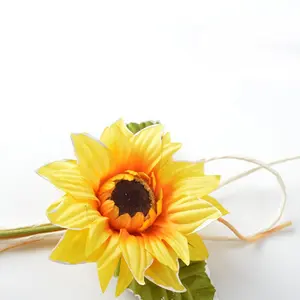Flor artificial de girassol decorativa artesanal, alta qualidade, feito à mão