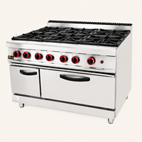 Cuisinière à gaz commerciale en acier inoxydable à 6 brûleurs avec four pour hôtel, restaurant, cuisine, machine de cuisson