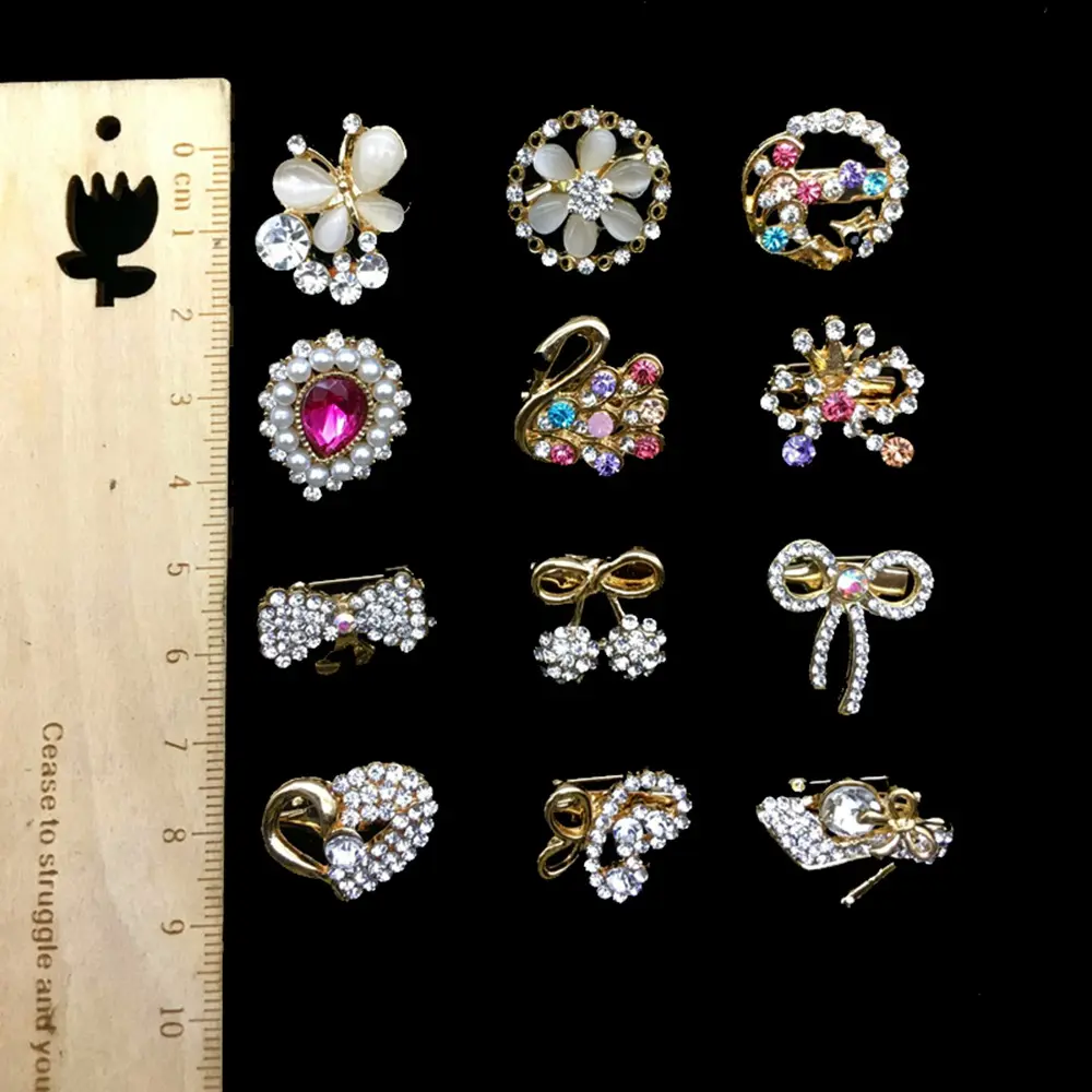 12 Pcs Per Set Alloy Brooch Pin Set Alloy Used for Clothing Hat Bag Collar Pin Accessories Brooch Pin for Hijab