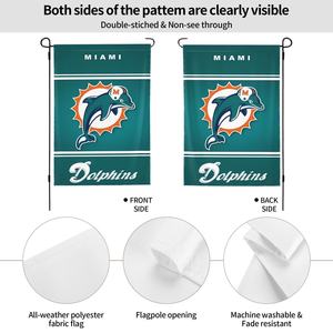 Nouveau drapeau de jardin des <span class=keywords><strong>joueurs</strong></span> des <span class=keywords><strong>Dolphins</strong></span> de Miami 12"x18" double face, drapeau de baseball, basketball, toutes les équipes sportives de Miami pour pelouse, cour, personnalisé - Product Image 6