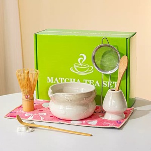 Ensemble de thé matcha en céramique avec fouet en bambou, filtre en acier inoxydable, design oriental pour la cérémonie du thé, design Wabi-Sabi - Product Image 2