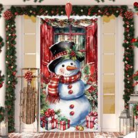 Housse de porte de Noël, bannière suspendue d'hiver en aquarelle, bonhomme de neige, cadeau, décoration de porte d'entrée intérieure/extérieure, décorations de fêtes personnalisables
