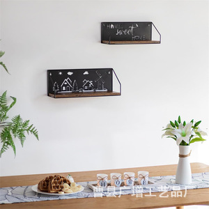 Wooden <b>Wall</b> <b>Mounted</b> Floating <b>Shelf</b> Rectangular Retro Color Single Layer Multipurpose Storage Bookshelf For Bedroom Living Room - Product Image 1