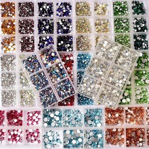 Oleeya Factory Bulk Wholesale Price 1200pcs Mixed 6 Sizes Crystal AB Rhinestones Glass Non Hotfix Nail Rhinestones - Product Image 2
