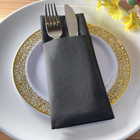Serviettes de table jetables absorbantes au toucher lin naturel pour les fêtes avec poche de couverts intégrés serviettes en papier airlaid