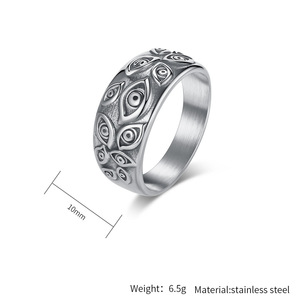 Retro Punk Demon Eye Hombres Joyería impermeable Gothic Gold God's Eye Ring Custom 316L Acero inoxidable OEM ODM - Product Image 5