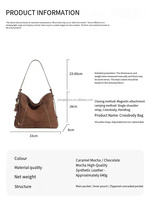 Sac à bandoulière rétro pour femme en daim souple, grande capacité, sac à main sous le bras, sac fourre-tout de luxe pour femme