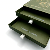 Boîte à tiroirs rigide de luxe personnalisée pour bijoux - Style tiroir double avec impression dorée sur papier kraft, organiseur cadeau