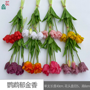 Fleurs artificielles en soie Parrot Tulip, style naturel fait main, accessoires de photographie, décoration intérieure - Product Image 2