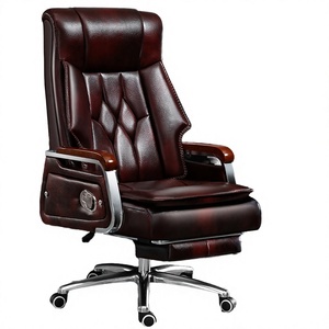 Silla Ejecutiva Giratoria de Oficina Moderna y Lujosa con Base de Acero Inoxidable, Función de Masaje y Cuero Ergonómico - Product Image 2