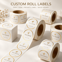 Étiquettes adhésives en papier d'art pour emballage en gros, estampage à chaud or, découpe, finition mate, rouleau d'étiquettes premium pour emballage