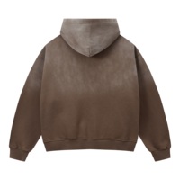 Hoodie Boxy Katun Berkualitas Tinggi Heavyweight, Cuci Semprot Monkey Wash, Warna Coklat Vintage, Distressed, Streetwear Urban, Sweatshirt Hoodie Pria